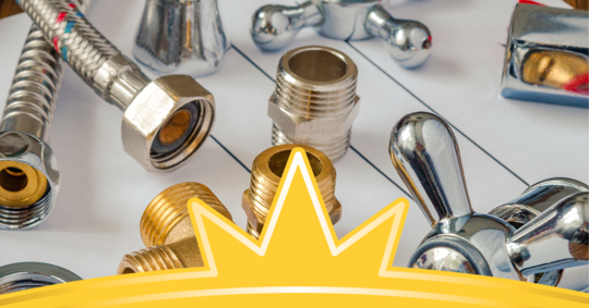 Plumbing equipment is organized on a technical drawing.